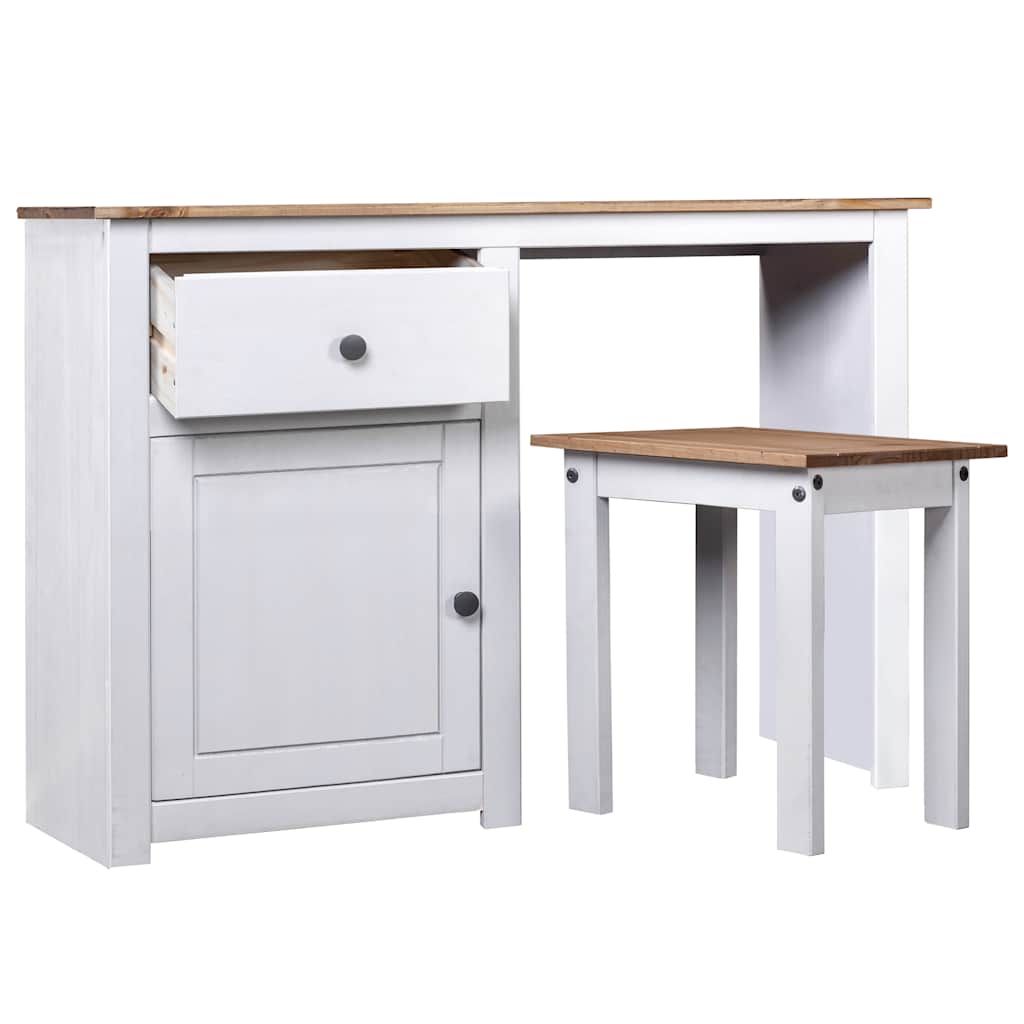 Set Tavolo da Trucco 2 pz Bianco in Pino Massello Panama Range vidaXL