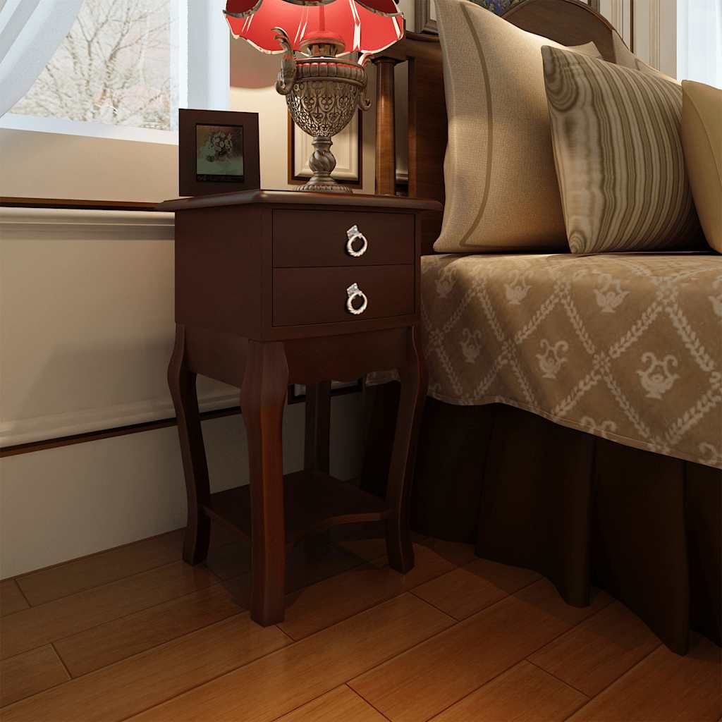 Comodino con 2 Cassetti Marrone vidaXL