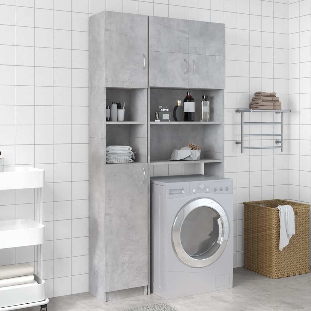 Set Mobili per Lavatrice Grigio Cemento in Truciolato vidaXL
