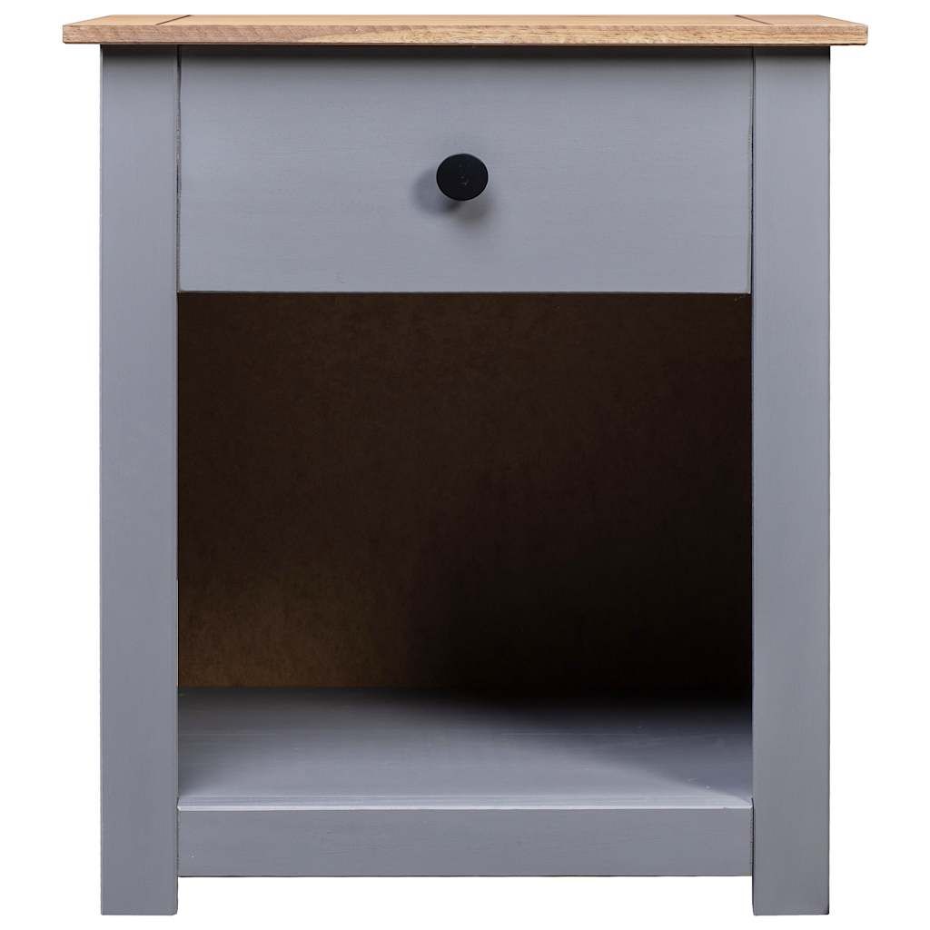Comodino Grigio 46x40x57 cm in Legno Massello di Pino Panama vidaXL