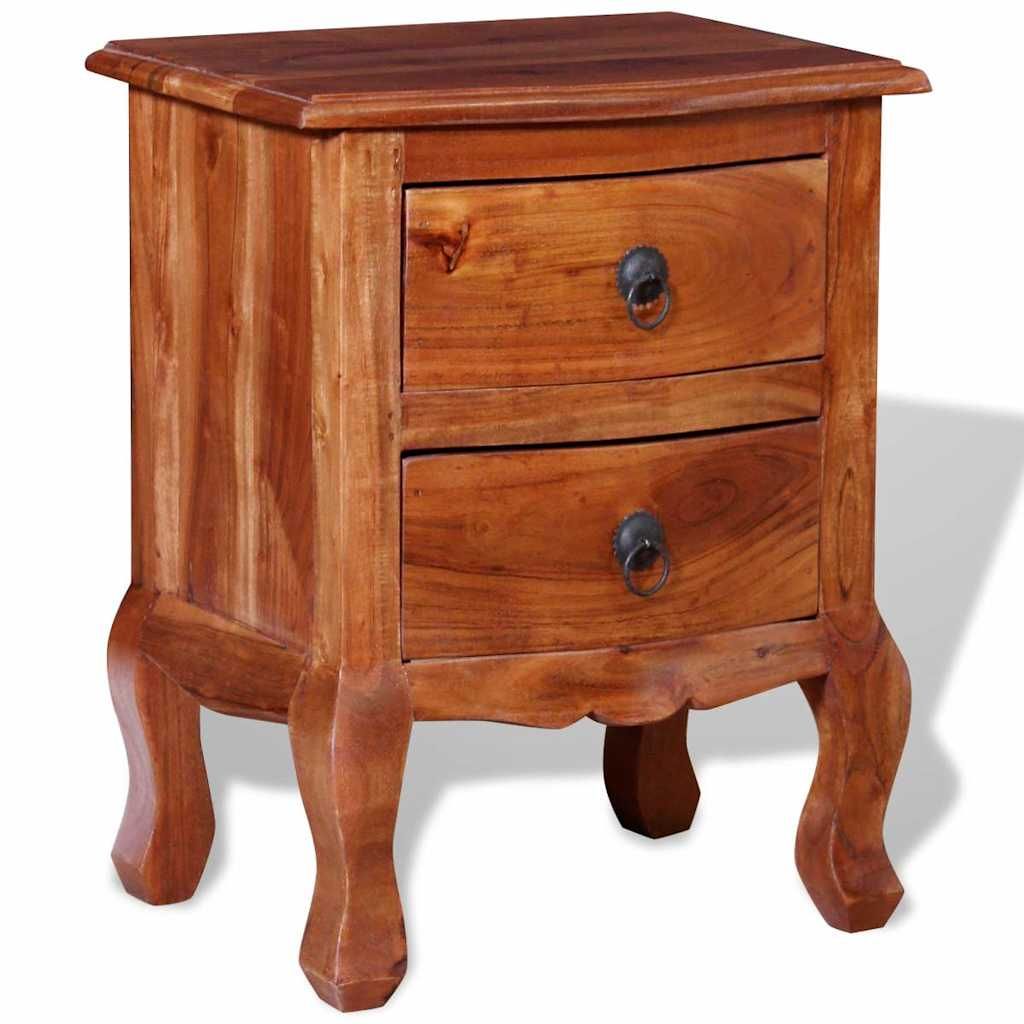 Comodino con Cassetti in Legno Massello di Acacia vidaXL