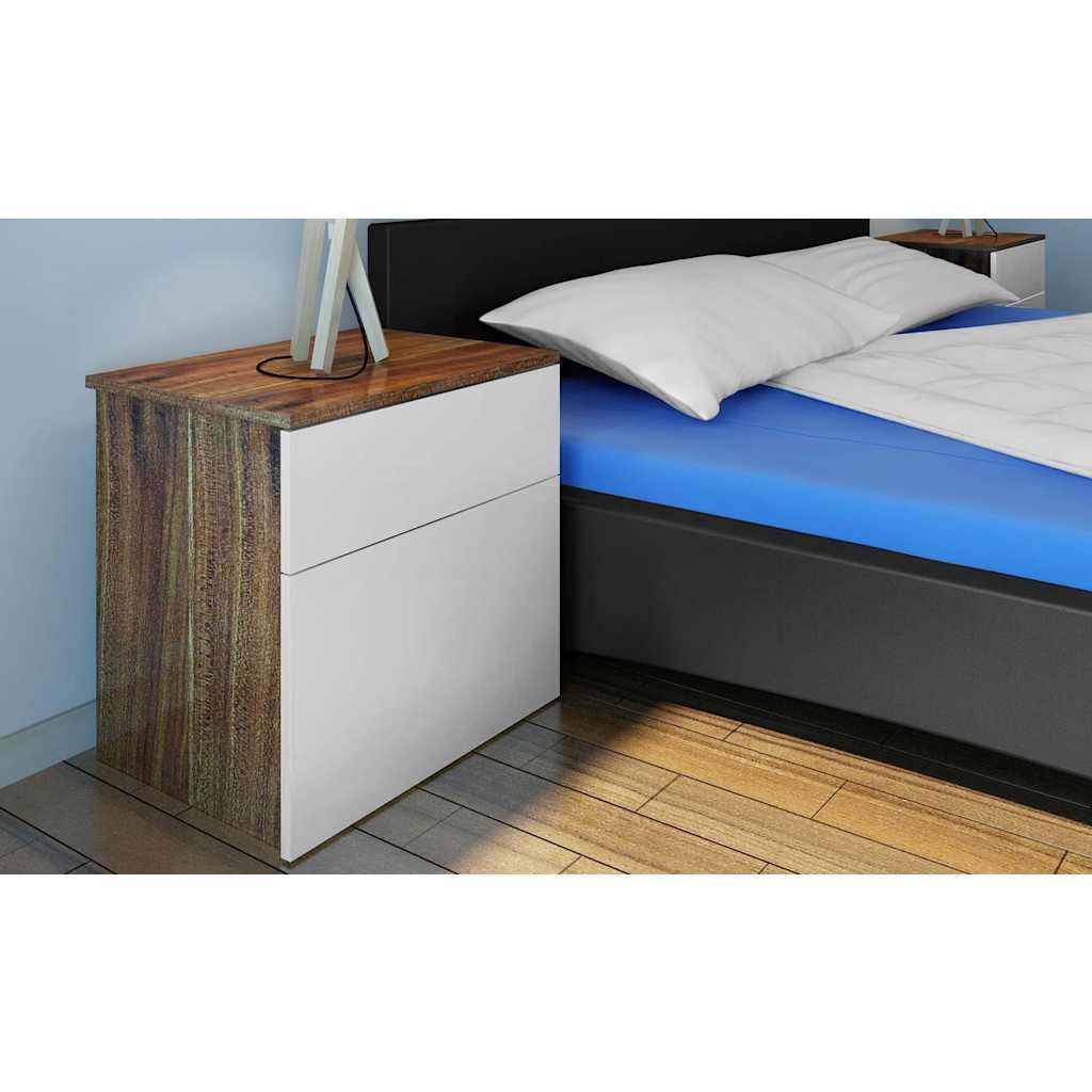 Comodini Set 2 pz con 1 Cassetto Marrone/Bianco vidaXL