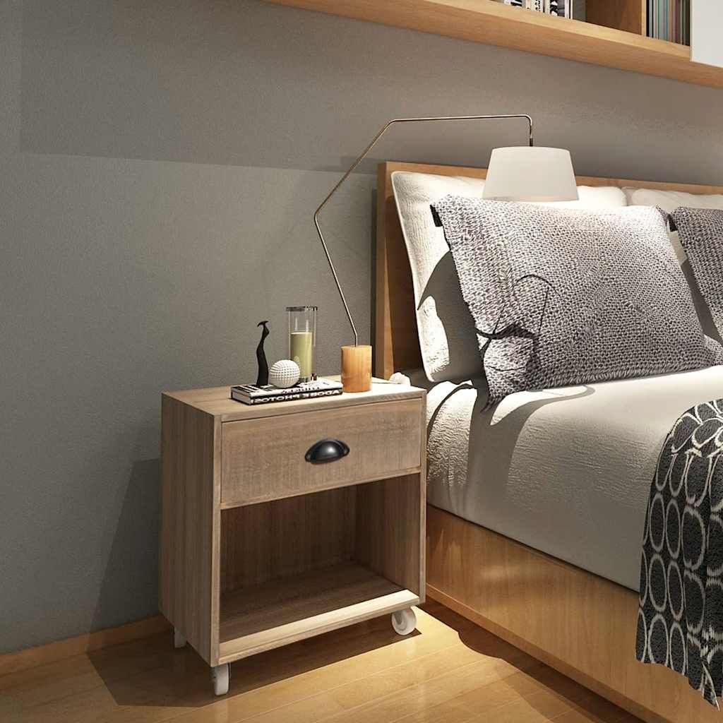 Comodino Marrone in Legno Massello vidaXL