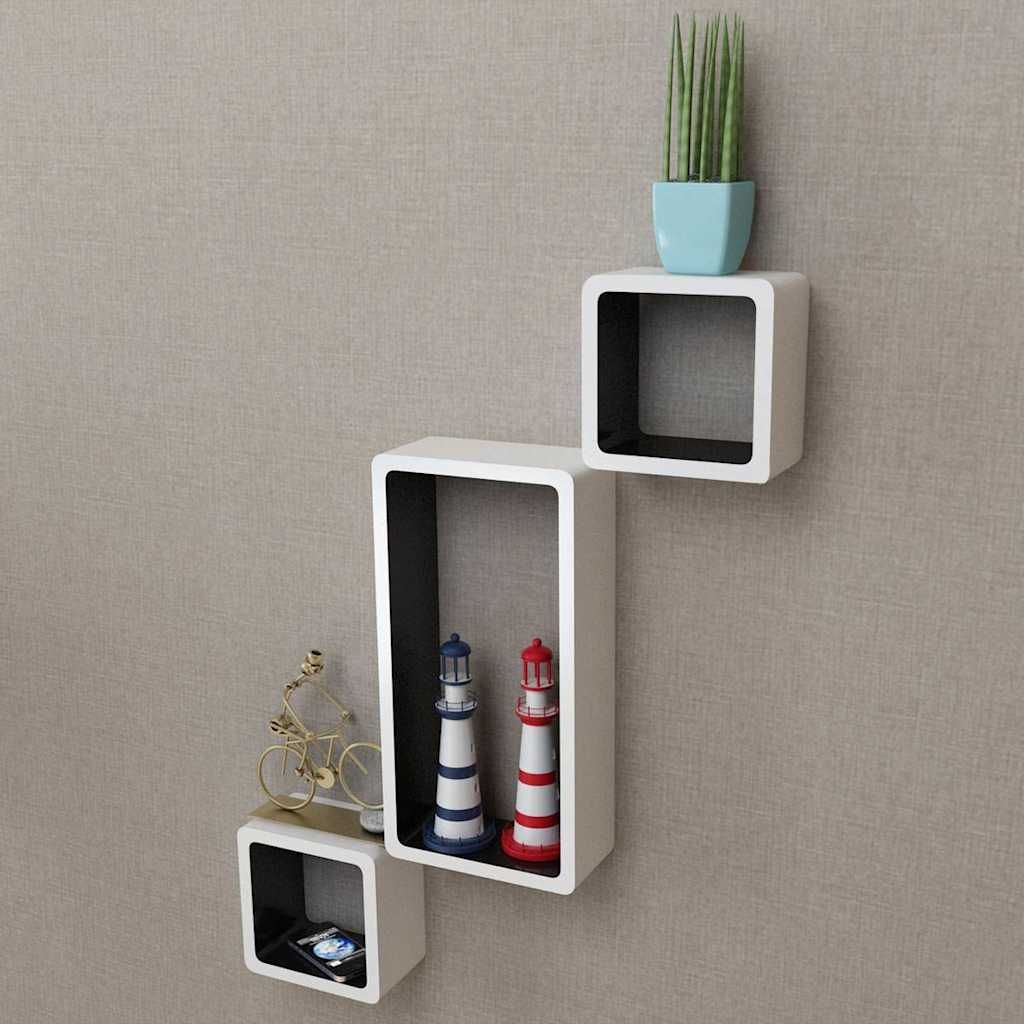 Mensole a Cubo da Parete 6 pz Bianco e Nero vidaXL