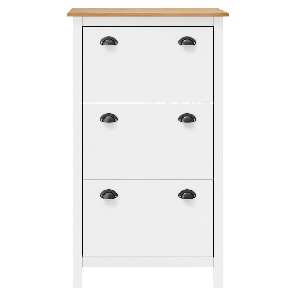 Scarpiera Hill Bianca 72x35x124 cm Legno Massello di Pino vidaXL
