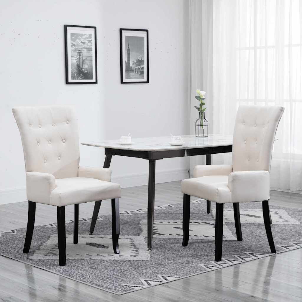 Sedia da Pranzo con Braccioli Beige in Tessuto vidaXL