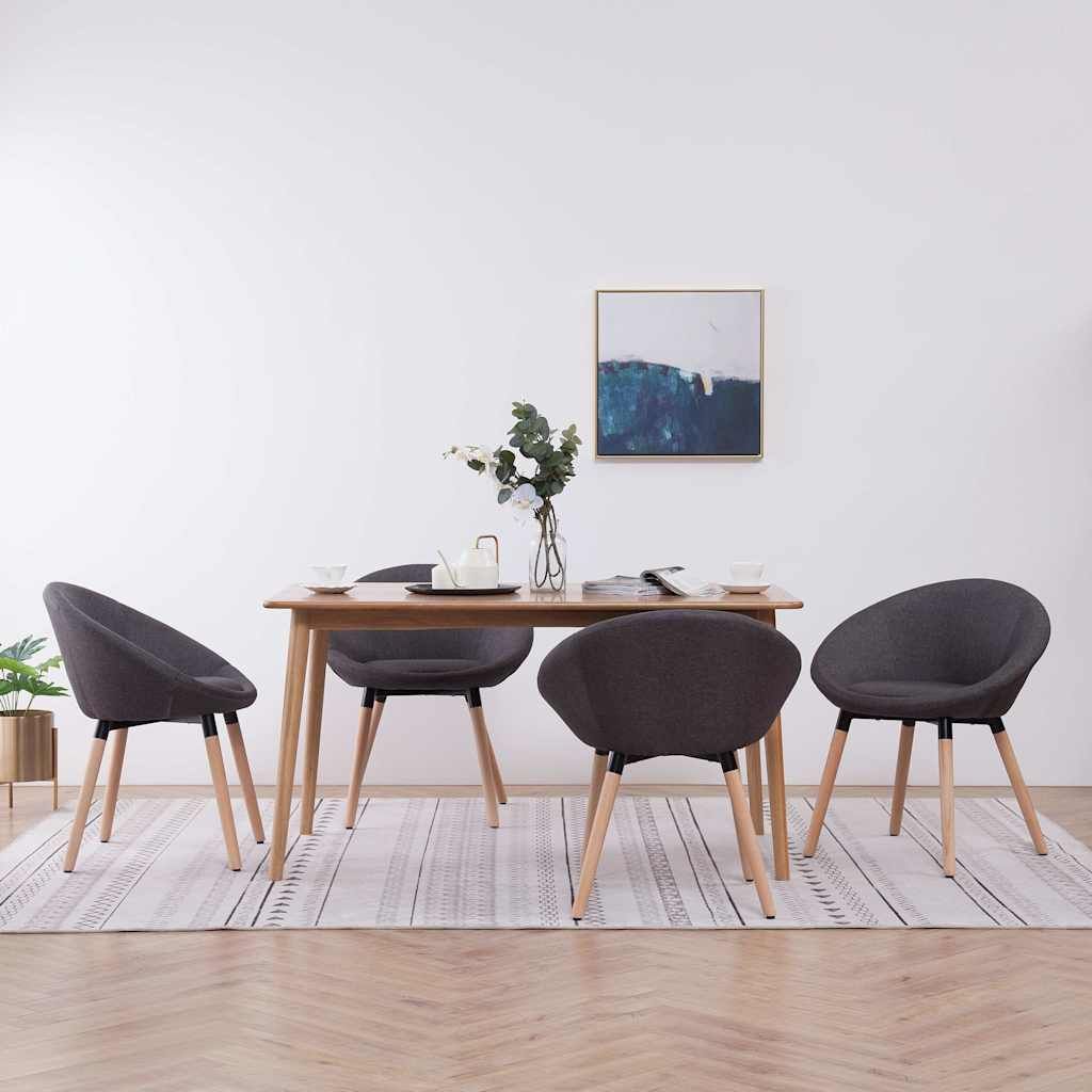 Sedie da Pranzo 4 pz Grigio Scuro in Tessuto vidaXL