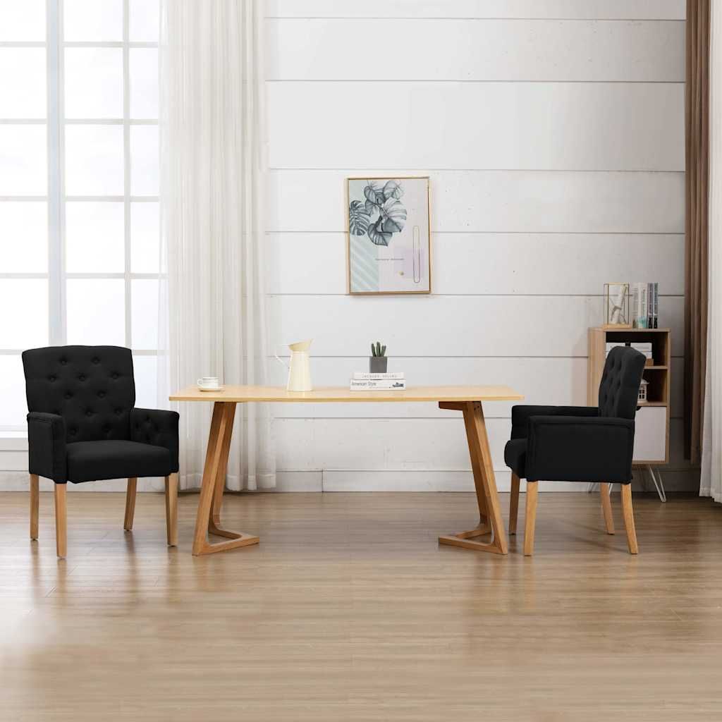 Sedia da Pranzo con Braccioli Nera in Tessuto vidaXL