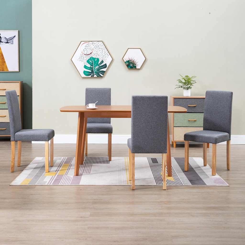 Sedie da Pranzo 4 pz Grigio Chiaro in Tessuto vidaXL