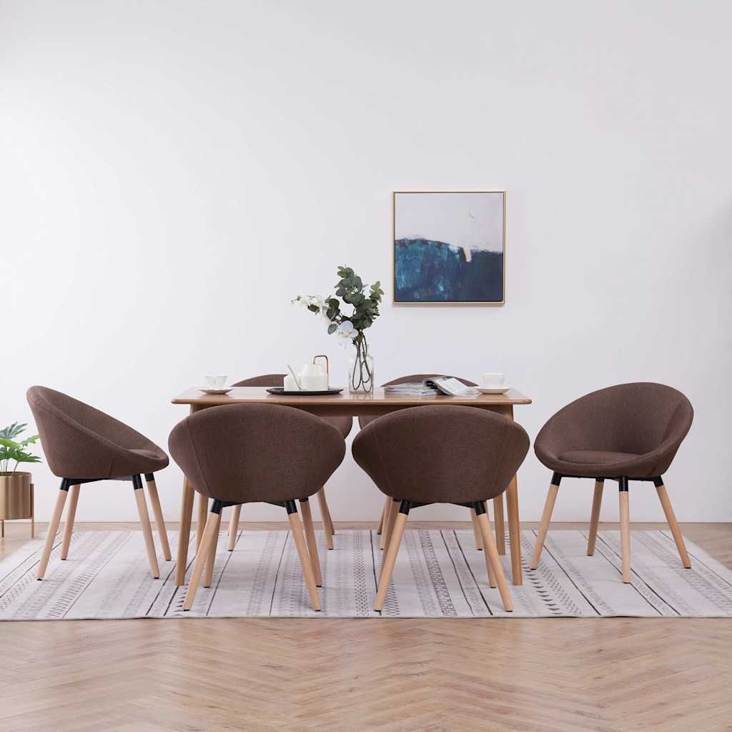 Sedie da Pranzo 6 pz Marroni in Tessuto vidaXL