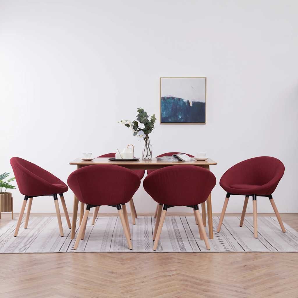 Sedie da Pranzo 6 pz Rosso Vino in Tessuto vidaXL