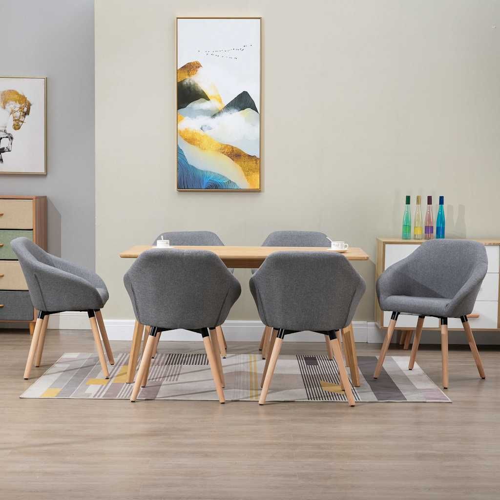 Sedie da Pranzo 6 pz Grigio Chiaro in Tessuto vidaXL