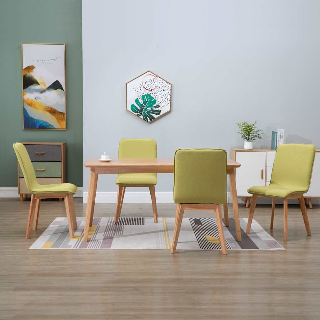 Sedie da Pranzo 4 pz Verdi in Tessuto e Massello Rovere vidaXL
