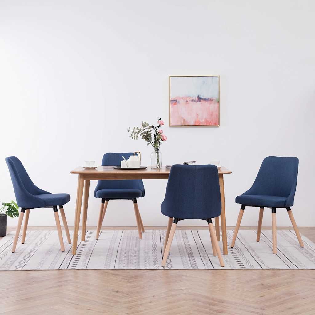 Sedie da Pranzo 4 pz Blu in Tessuto vidaXL
