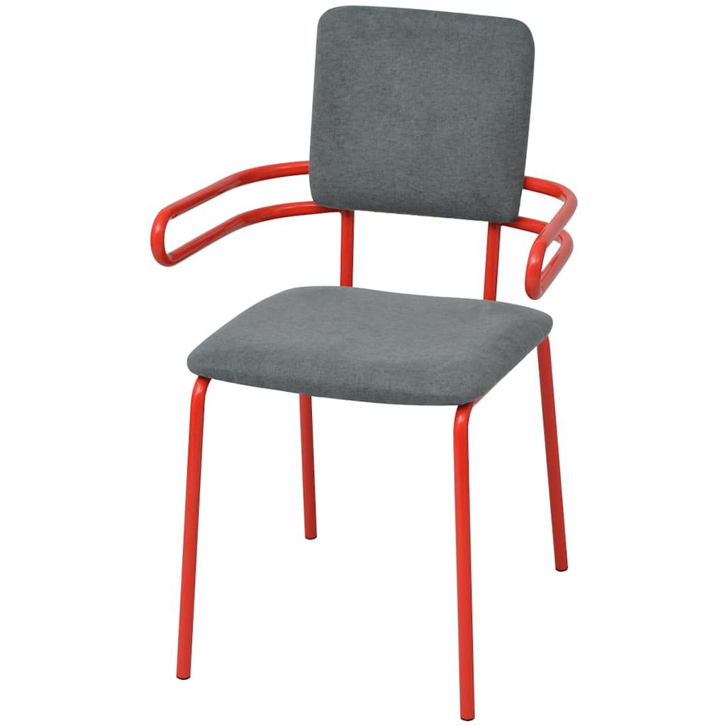 Sedie da Pranzo 6 pz Rosso e Grigio in Tessuto vidaXL