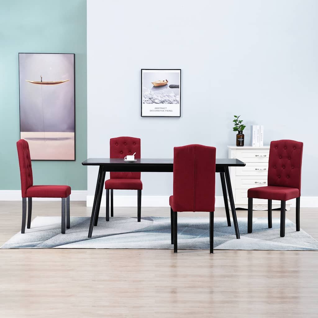 Sedie da Pranzo 4 pz Rosso Vino in Tessuto vidaXL