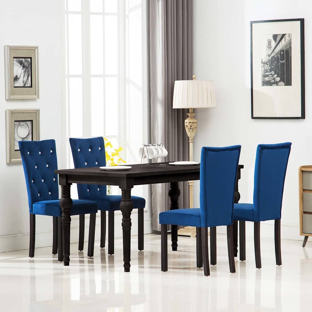 Sedie da Pranzo 4 pz Blu Scuro in Velluto vidaXL