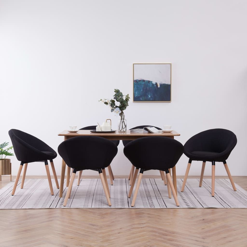 Sedie da Pranzo 6 pz Nere in Tessuto vidaXL