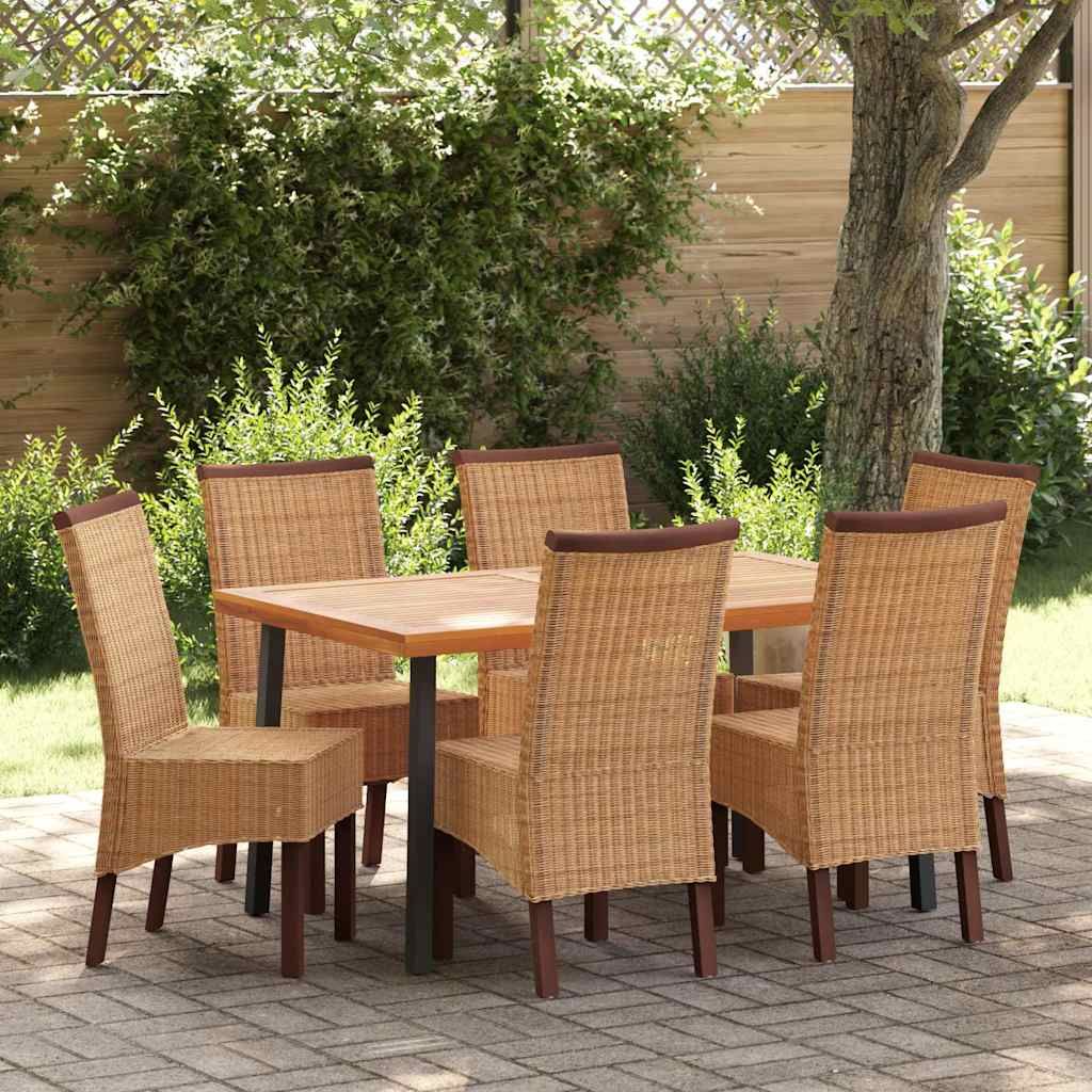 Sedie da Pranzo 6 pz Marroni in Rattan Naturale vidaXL