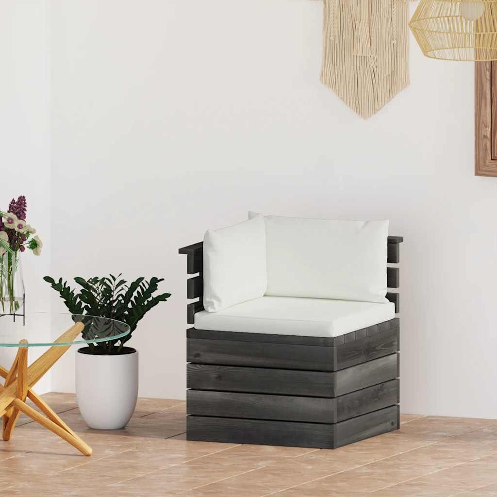 Divano Angolare da Giardino su Pallet con Cuscini Legno di Pino vidaXL