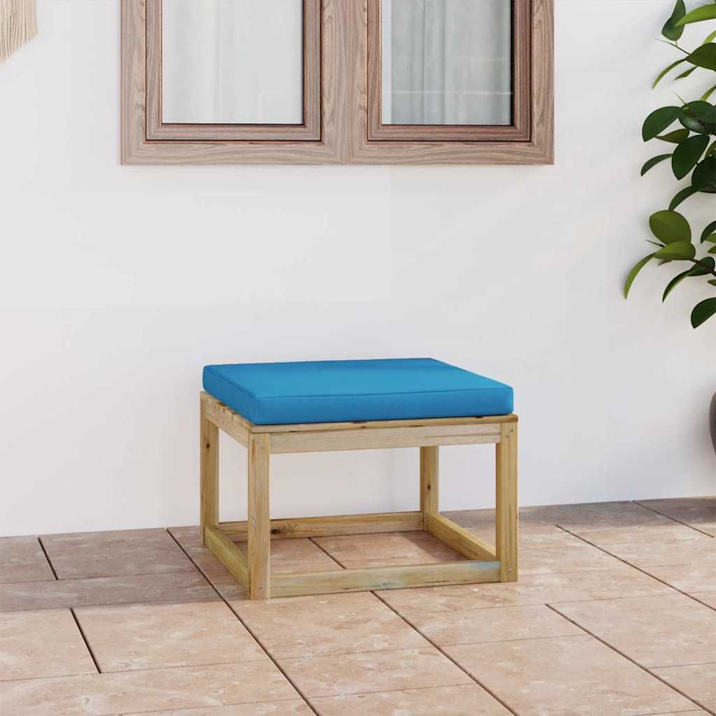 Ottomana da Giardino con Cuscino in Legno Impregnato Verde vidaXL