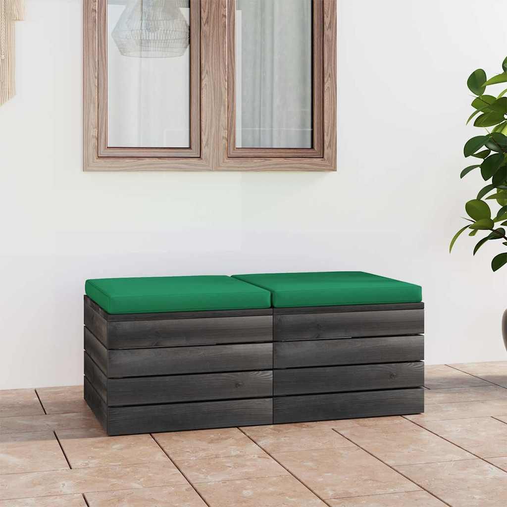 Pouf da Giardino su Pallet 2 pz con Cuscini in Massello di Pino vidaXL