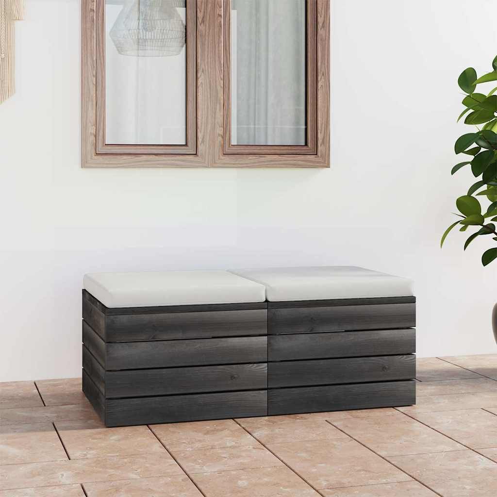 Pouf da Giardino su Pallet 2 pz con Cuscini in Massello di Pino vidaXL