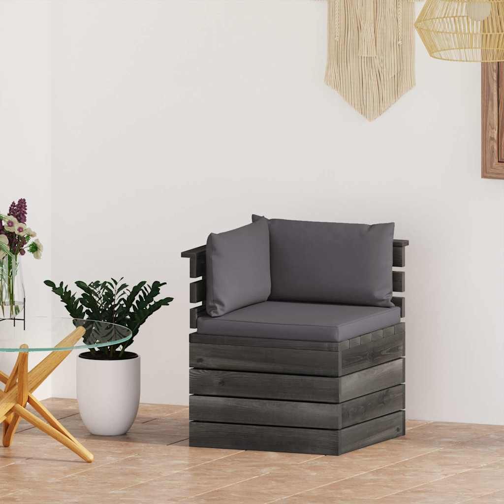 Divano Angolare da Giardino su Pallet con Cuscini Legno di Pino vidaXL