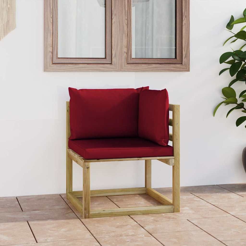 Divano Angolare da Giardino con Cuscini Pino Impregnato Verde vidaXL