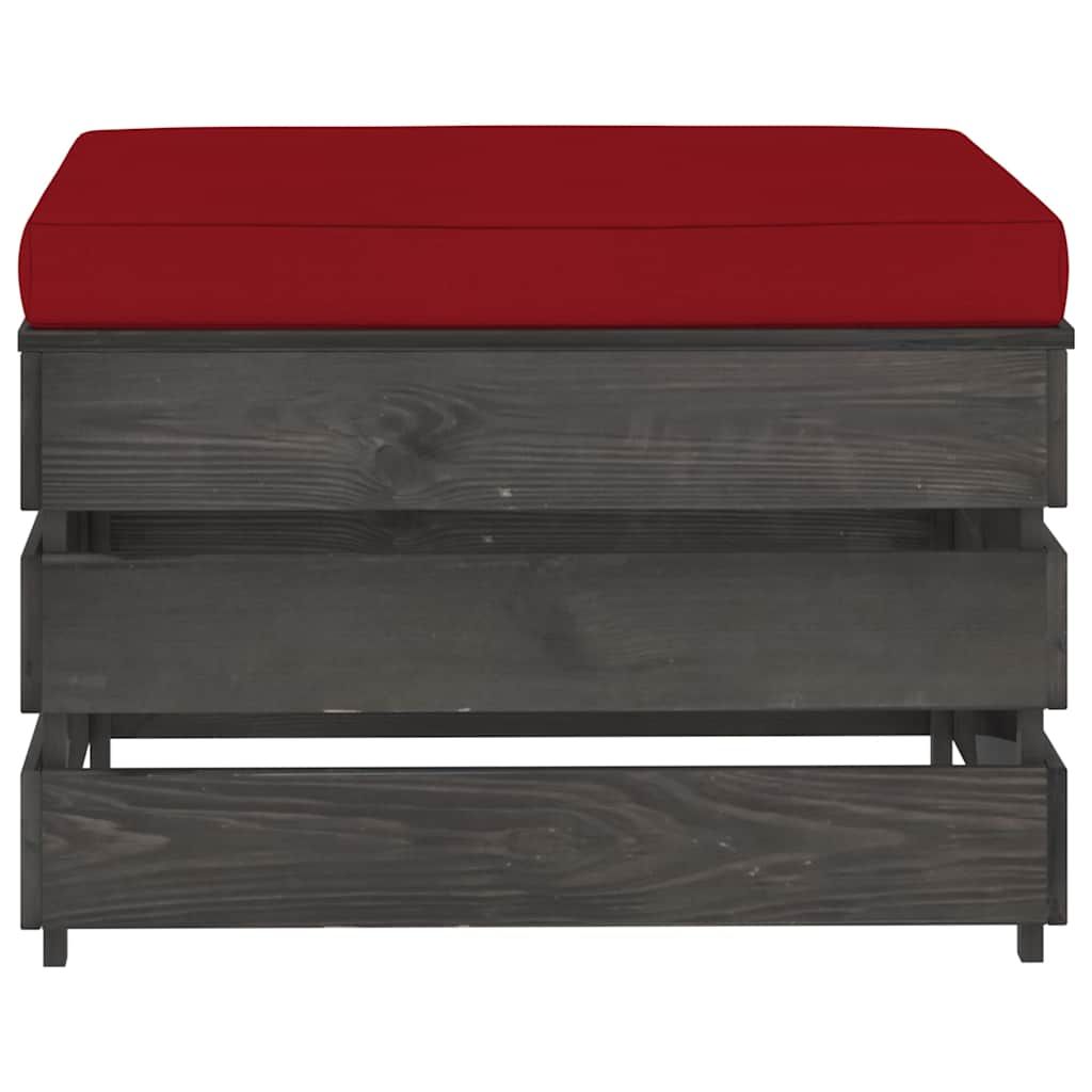 Ottomana Modulare con Cuscino in Legno Impregnato Grigio vidaXL