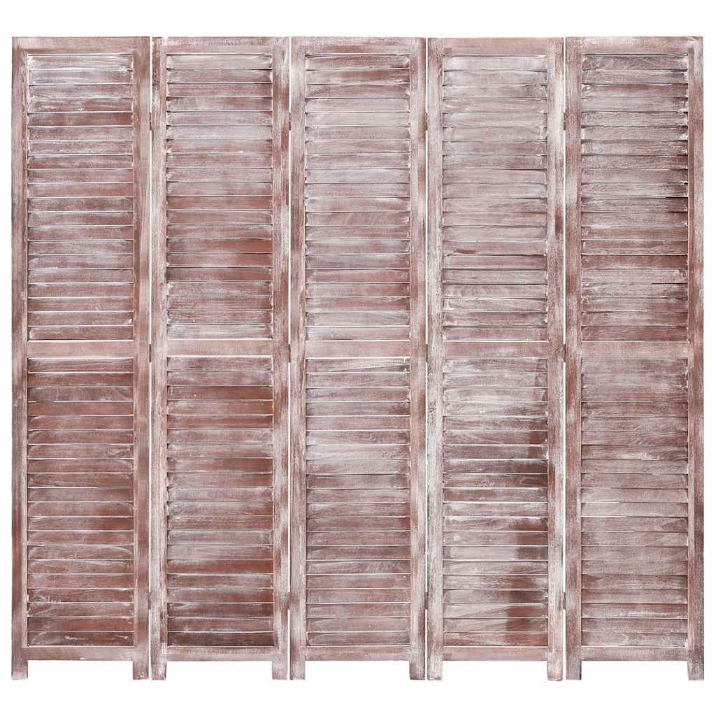 Divisorio a 5 Pannelli Marrone 175x165 cm in Legno vidaXL