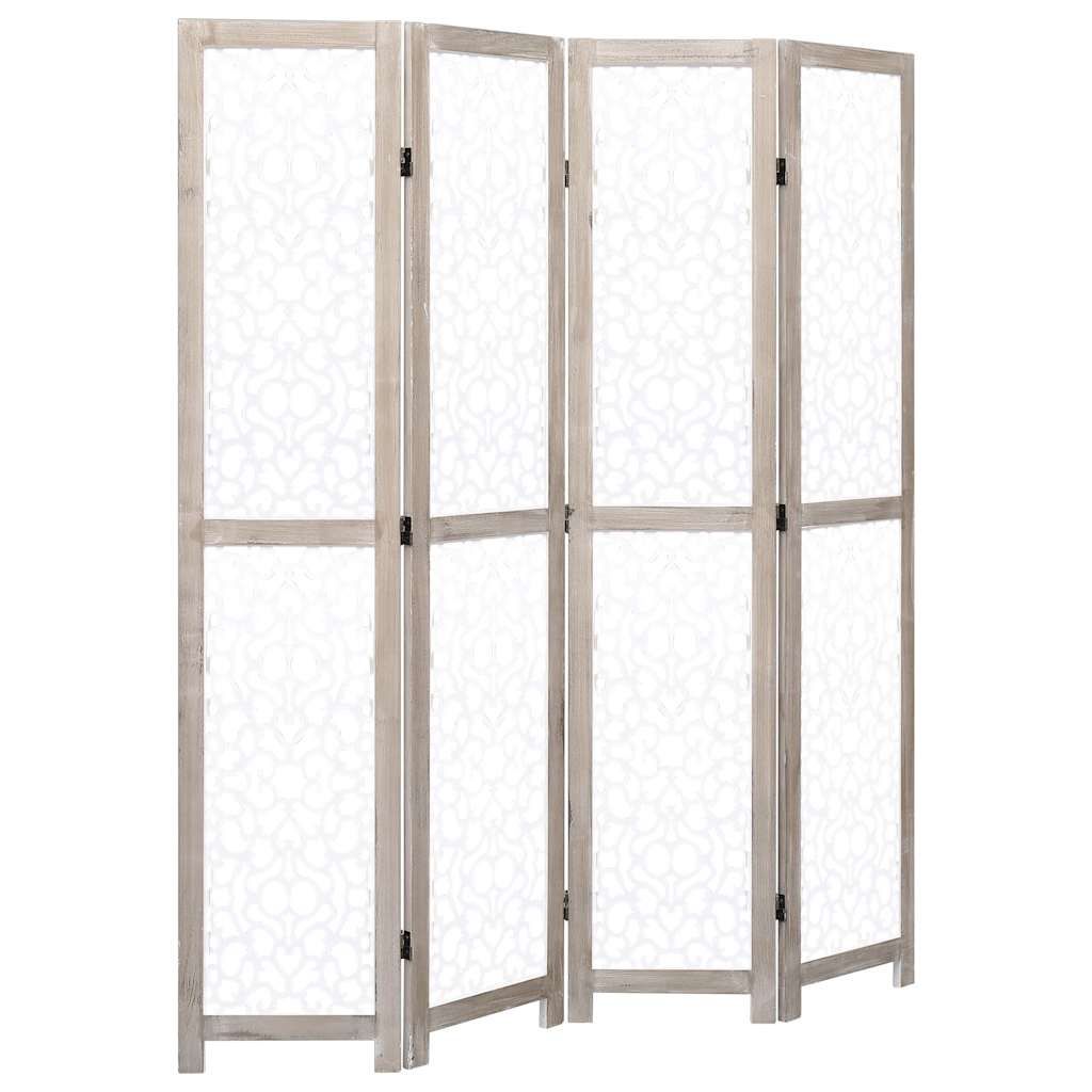 Divisorio a 4 Pannelli Bianco 140x165 cm in Legno Massello vidaXL