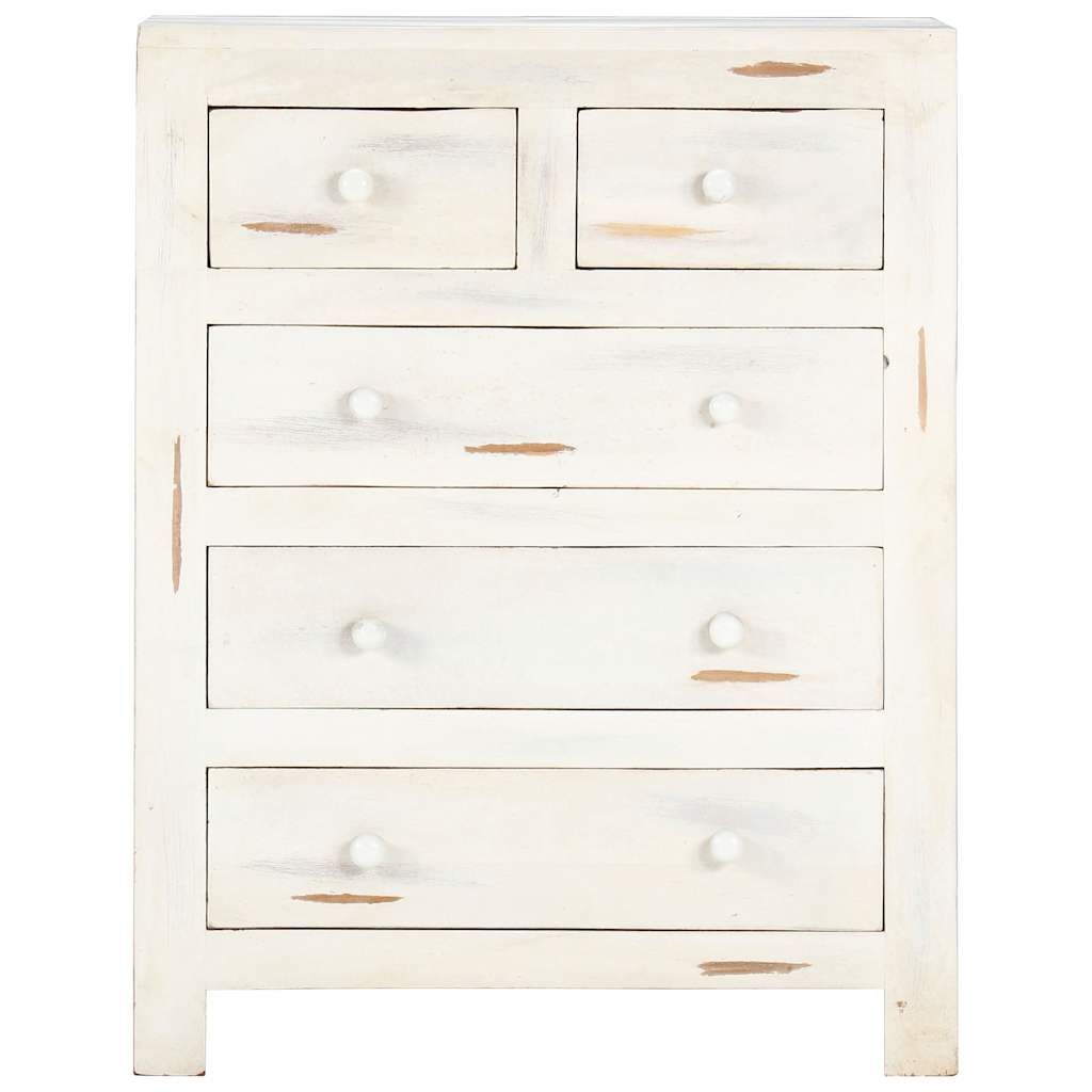 Cassettiera Bianco 58x30x75 cm in Legno Massello di Acacia vidaXL
