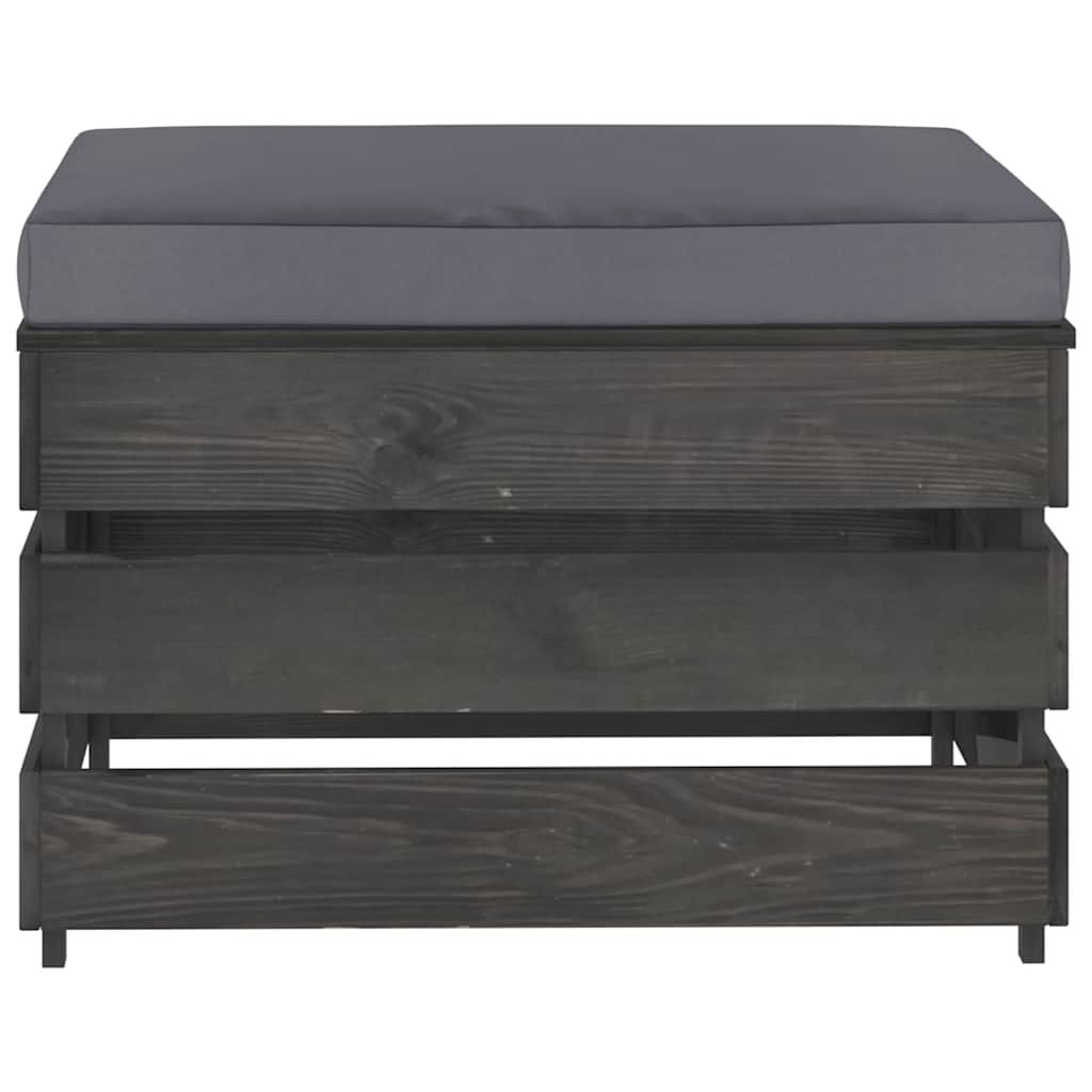 Ottomana Modulare con Cuscino Grigio in Legno Impregnato vidaXL