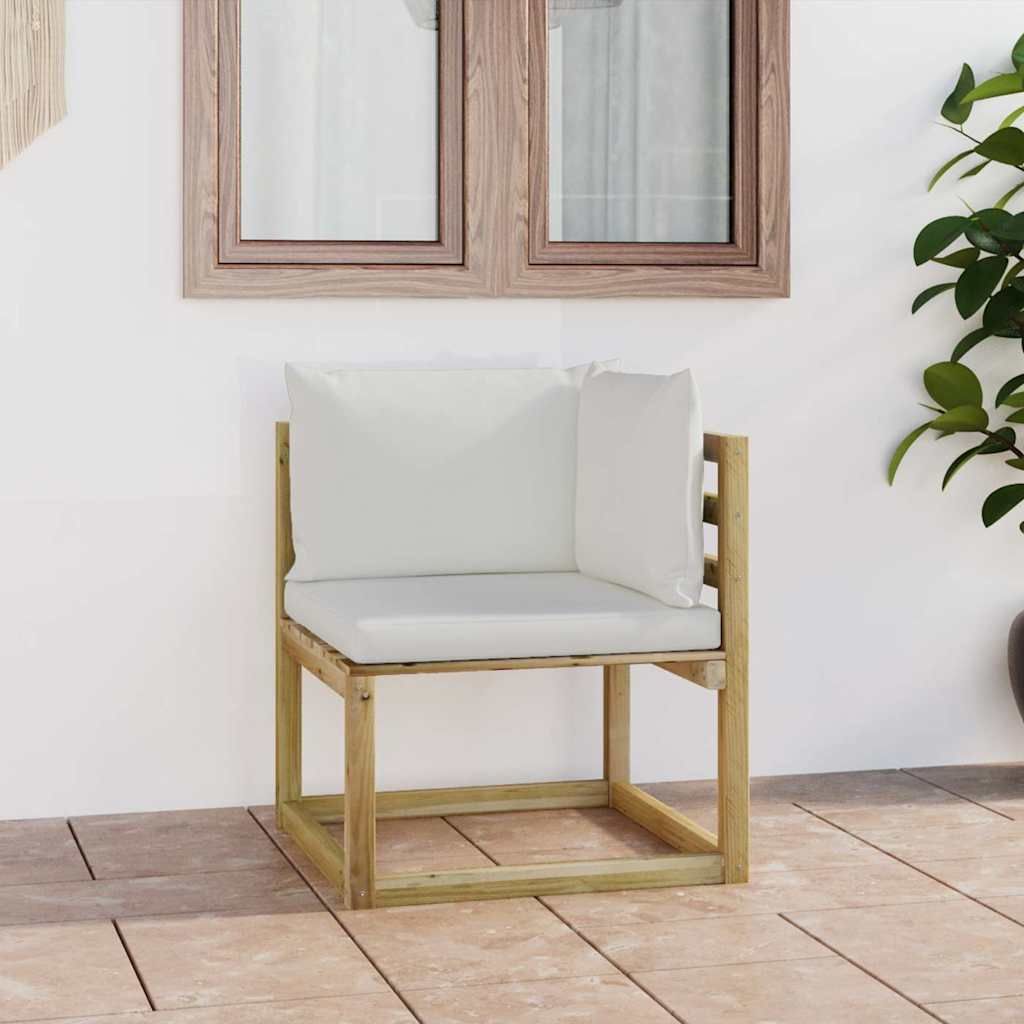 Divano Angolare da Giardino con Cuscini Pino Impregnato Verde vidaXL