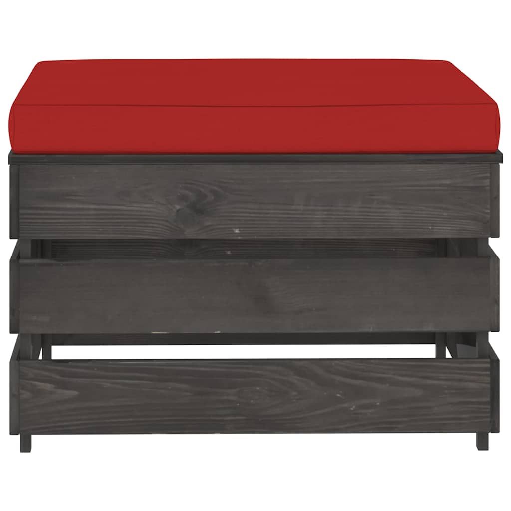 Ottomana Modulare con Cuscino in Legno Impregnato Grigio vidaXL