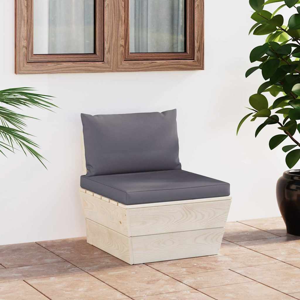 Divano Centrale da Giardino su Pallet e Cuscini Legno di Abete vidaXL