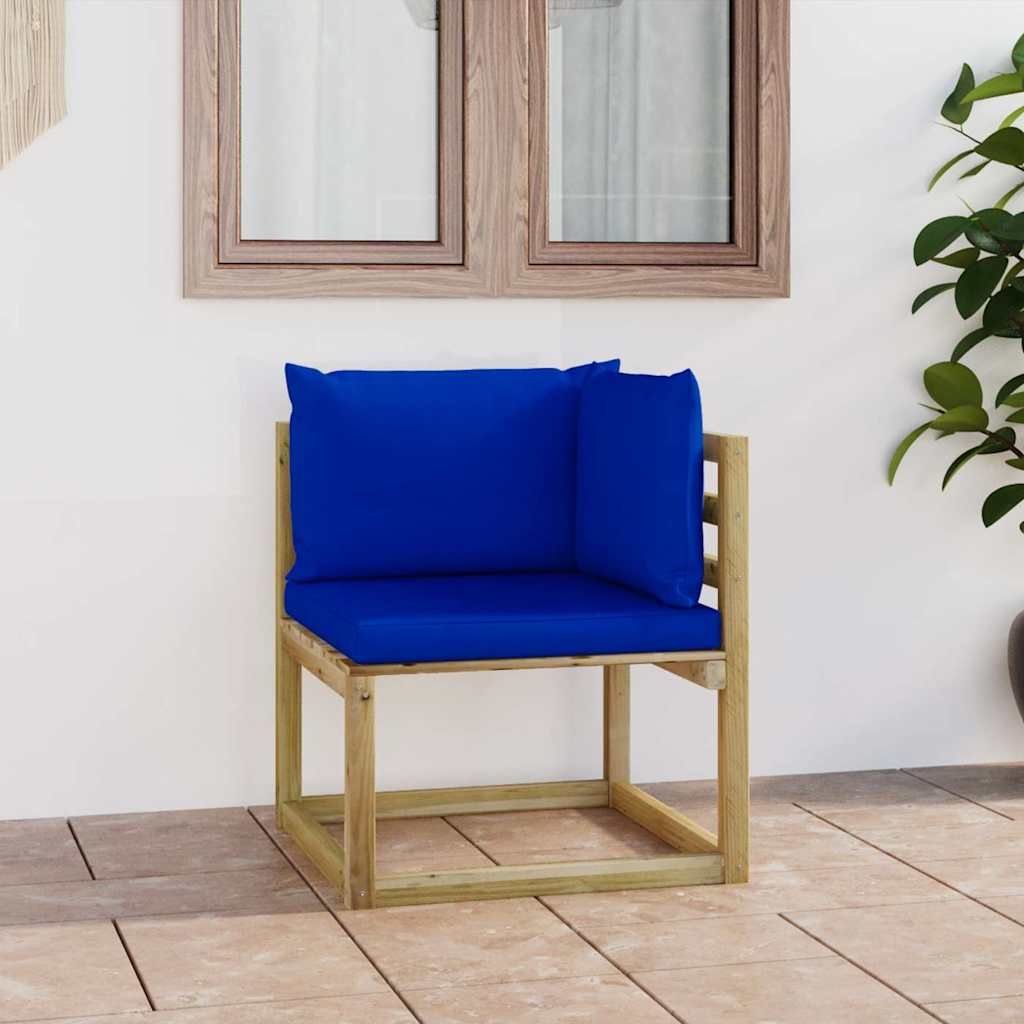 Divano Angolare da Giardino con Cuscini Pino Impregnato Verde vidaXL