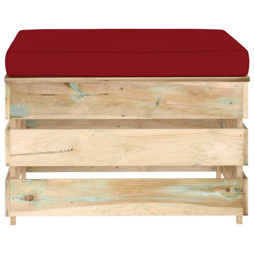 Ottomana Modulare con Cuscino in Legno Impregnato Verde vidaXL