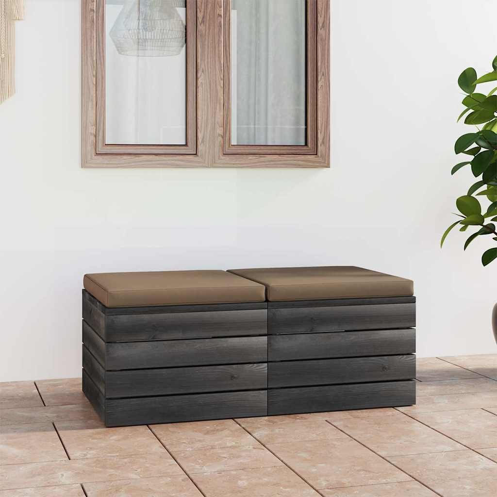Pouf da Giardino su Pallet 2 pz con Cuscini in Massello di Pino vidaXL
