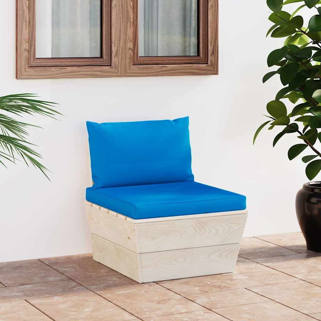 Divano Centrale da Giardino su Pallet e Cuscini Legno di Abete vidaXL