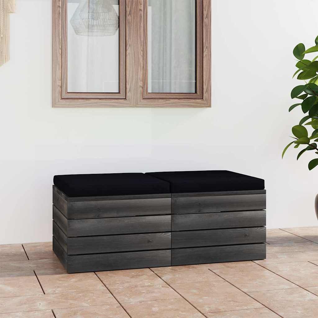 Pouf da Giardino su Pallet 2 pz con Cuscini in Massello di Pino vidaXL