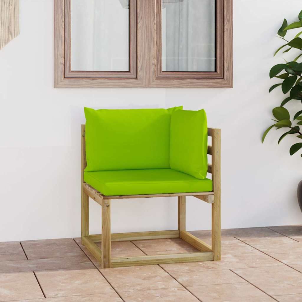 Divano Angolare da Giardino con Cuscini Pino Impregnato Verde vidaXL