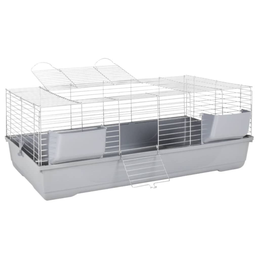 Gabbia Animali Piccoli Grigia 118x59x46cm Polipropilene Metallo vidaXL