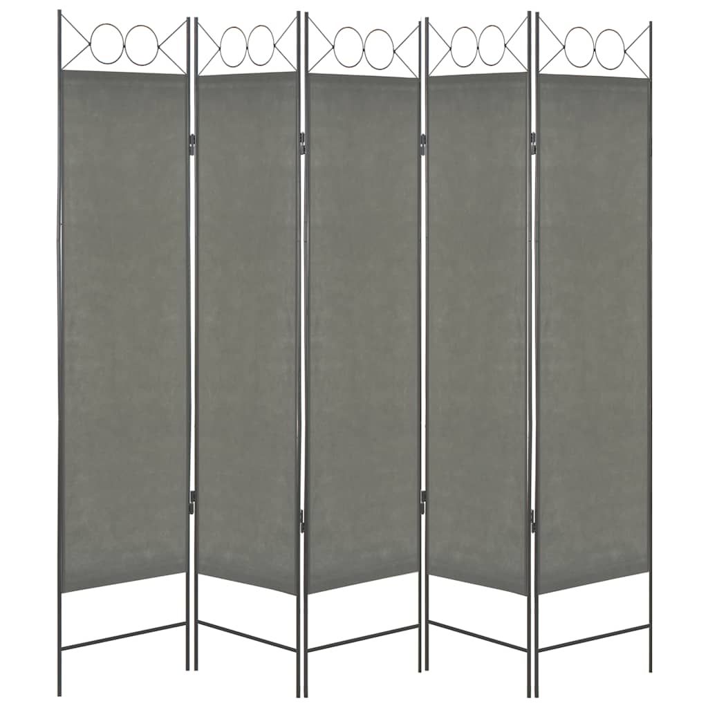 Paravento a 5 Pannelli Antracite 200x180 cm vidaXL