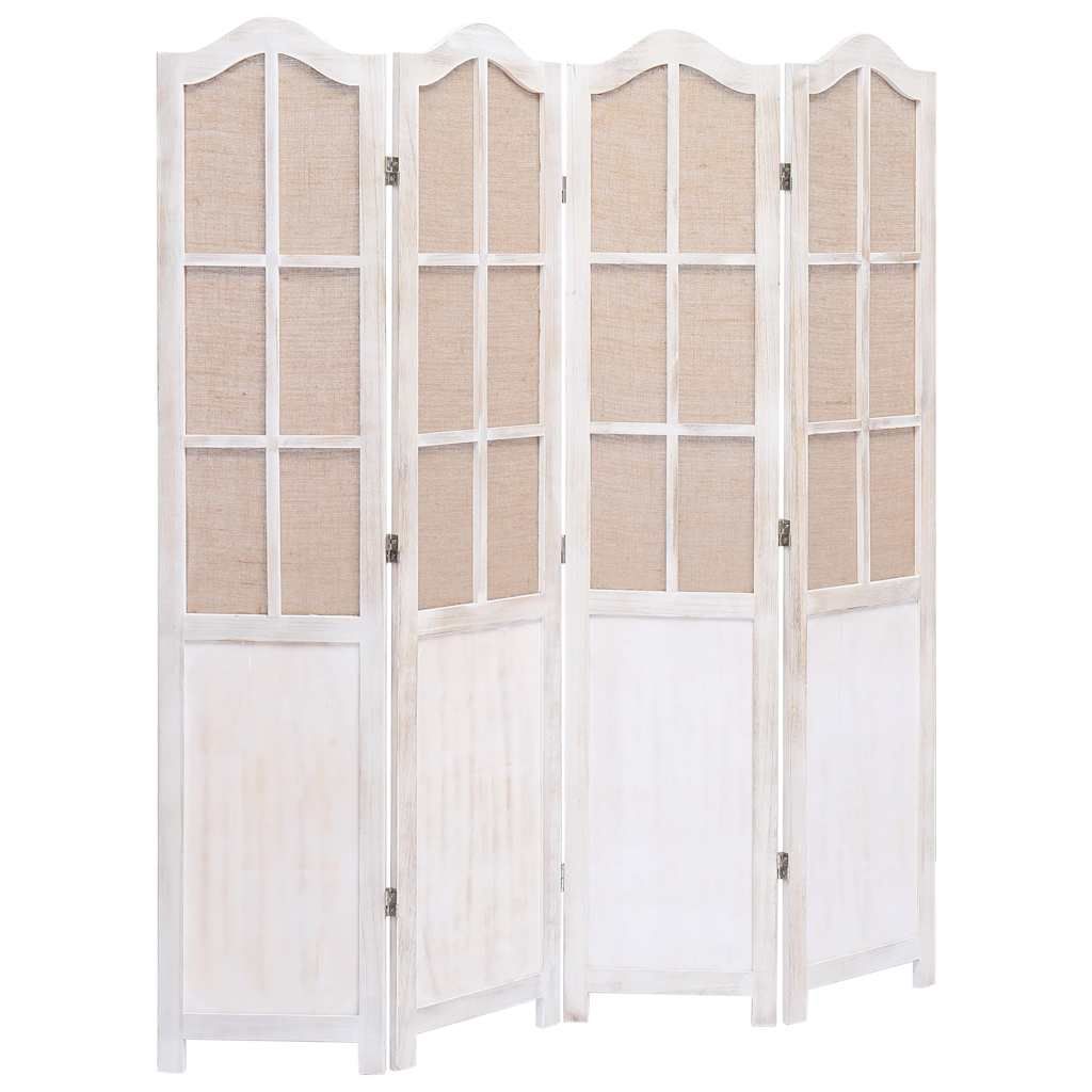 Divisorio a 4 Pannelli Bianco 140x165 cm in Tessuto vidaXL