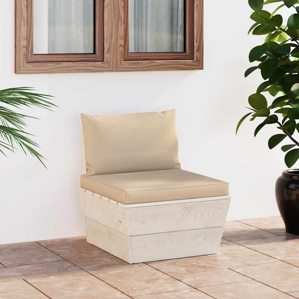 Divano Centrale da Giardino su Pallet e Cuscini Legno di Abete vidaXL