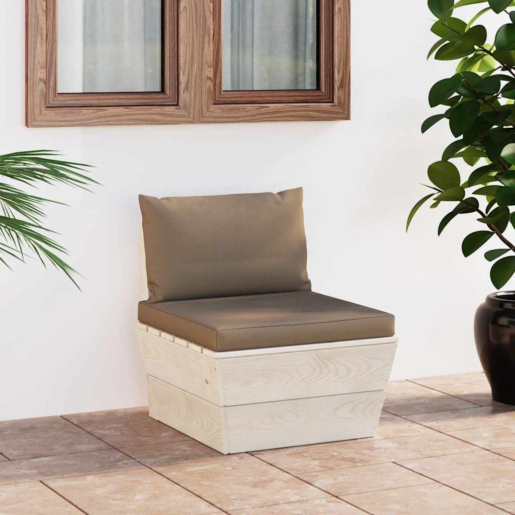 Divano Centrale da Giardino su Pallet e Cuscini Legno di Abete vidaXL