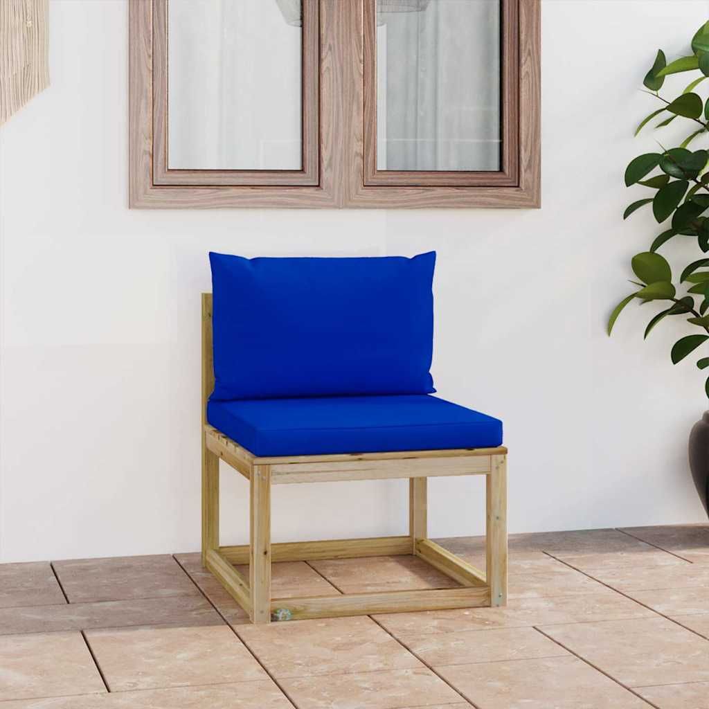 Divano Centrale da Giardino con Cuscini Pino Impregnato Verde vidaXL