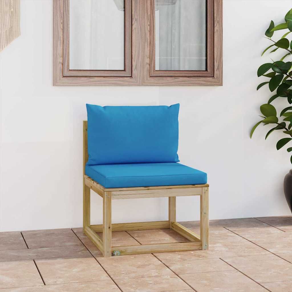 Divano Centrale da Giardino con Cuscini Pino Impregnato Verde vidaXL